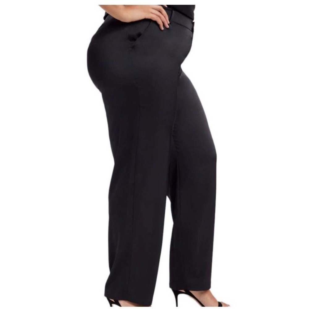 Good American Satin Pants Trousers Black‎ Wide Leg High Rise - Picture 2 of 4